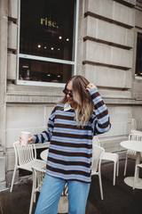 Jersey stripe rugby long sleeve polo shirt