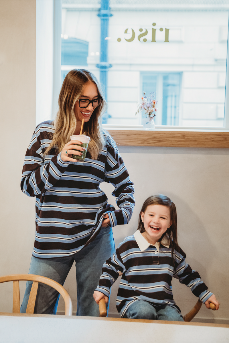 Jersey stripe rugby long sleeve polo shirt