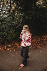 MINI TEDDY FLEECE ZIP JACKET IN RED ICONS