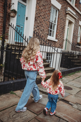 TEDDY FLEECE ZIP JACKET IN RED ICONS