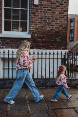 TEDDY FLEECE ZIP JACKET IN RED ICONS