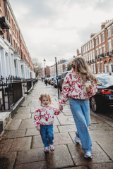 TEDDY FLEECE ZIP JACKET IN RED ICONS