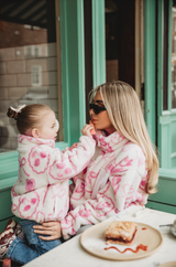 TEDDY FLEECE ZIP JACKET IN PINK ICONS