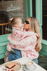 TEDDY FLEECE ZIP JACKET IN PINK ICONS