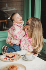 MINI TEDDY FLEECE ZIP JACKET IN PINK ICONS