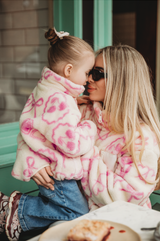 MINI TEDDY FLEECE ZIP JACKET IN PINK ICONS