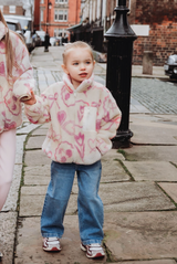 MINI TEDDY FLEECE ZIP JACKET IN PINK ICONS