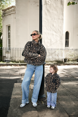 MINI TEDDY FLEECE ZIP JACKET IN LEOPARD