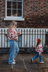 MINI TEDDY FLEECE ZIP JACKET IN RED ICONS